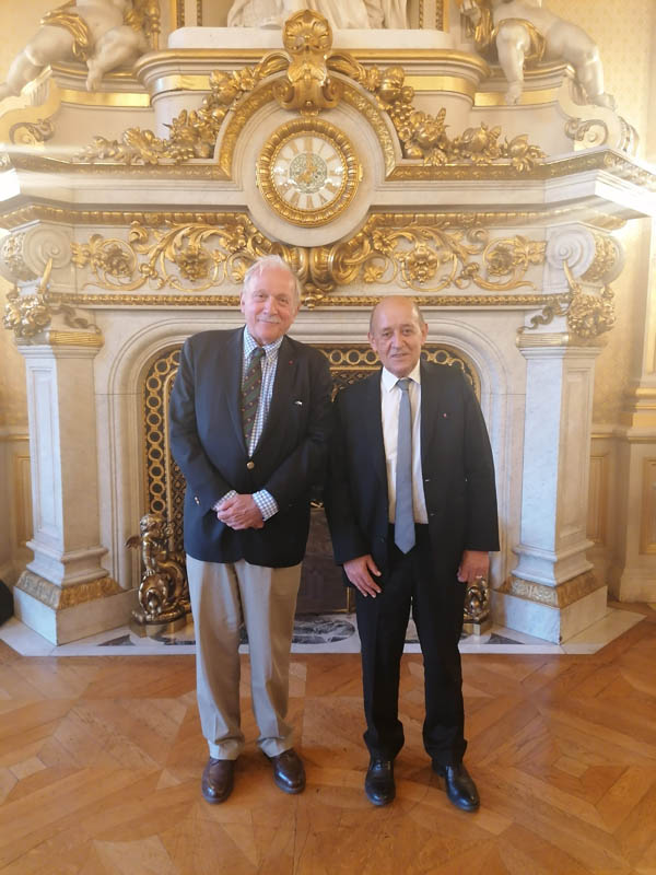 Victor-André Masséna, Prince d'Essling, President of the Fondation Napoléon, and J.-Y. Le Drian, French Minister of Foreign Affairs, President of the Amis de l'Hôtel de Brienne © Amis de l'Hôtel de Brienne, Sept. 2021